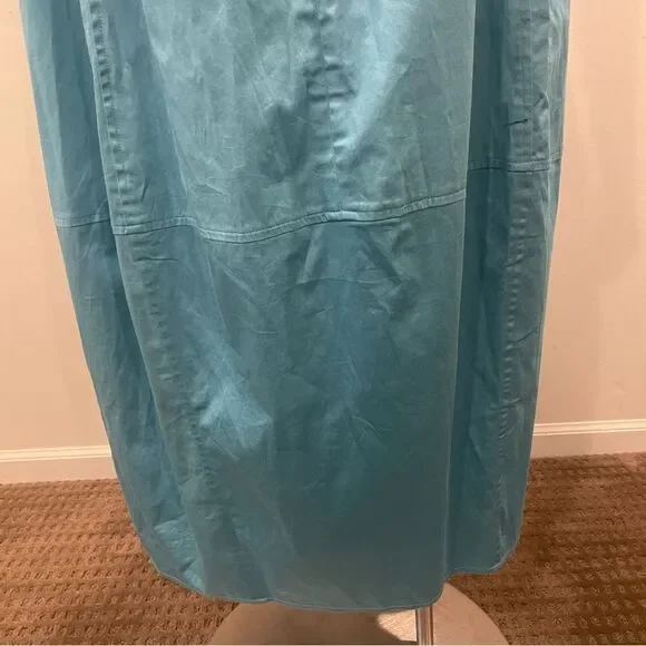 NWT CULT GAIA Chiara Sleeveless Blue Cotton-Blend Plunge Bubble Skirt Midi Dress - Picture 6 of 15